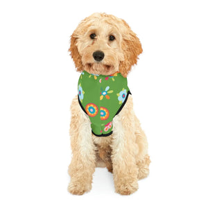 Floral Green Dog Hoodie - White Rib Color Comfort - Dipaliz - Pet Hoodies