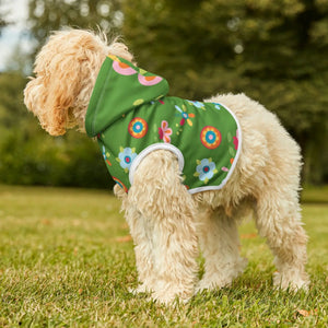 Floral Green Dog Hoodie - White Rib Color Comfort - Dipaliz - Pet Hoodies