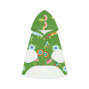Floral Green Dog Hoodie - White Rib Color Comfort - Dipaliz - Pet Hoodies