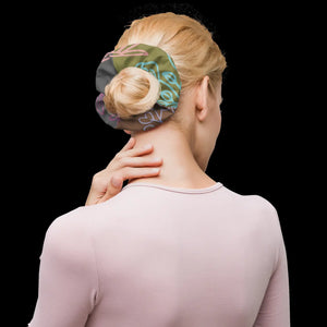 Floral Grey Recycled Scrunchie - Eco Polyester - Dipaliz - Ponytail Holders