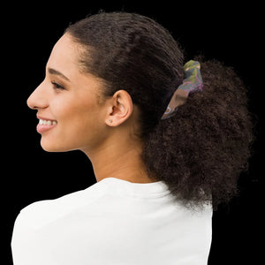Floral Grey Recycled Scrunchie - Eco Polyester - Dipaliz - Ponytail Holders