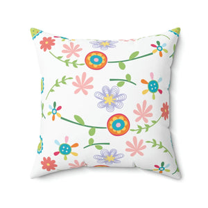 Floral Spun Polyester Square Pillow - 18in - Dipaliz - Throw Pillows