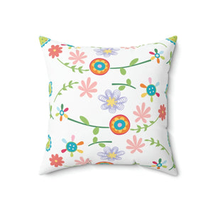 Floral Spun Polyester Square Pillow - 18in - Dipaliz - Throw Pillows