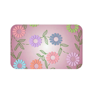 Pink Bath Mat Floral Pattern – Microfiber - Dipaliz - Mats & Rugs