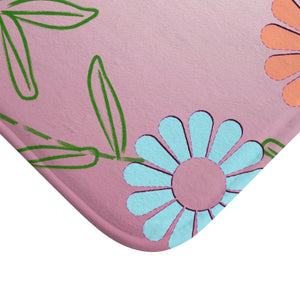 Pink Bath Mat Floral Pattern – Microfiber - Dipaliz - Mats & Rugs