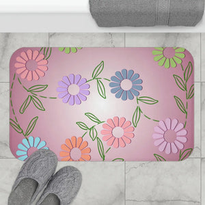Pink Bath Mat Floral Pattern – Microfiber - Dipaliz - Mats & Rugs