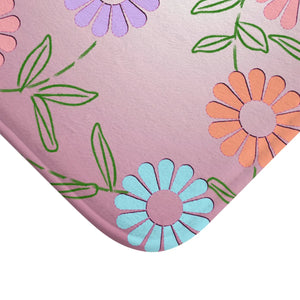Pink Bath Mat Floral Pattern – Microfiber - Dipaliz - Mats & Rugs