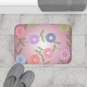Pink Bath Mat Floral Pattern – Microfiber - Dipaliz - Mats & Rugs