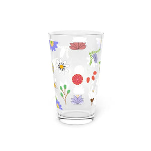 Floral Pattern Pint Glass 16oz - Beer Glasses