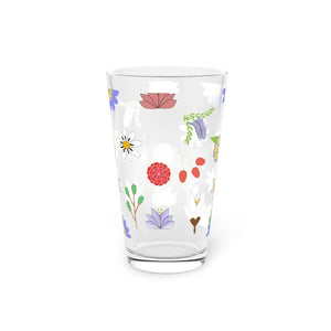 Floral Pattern Pint Glass 16oz - Beer Glasses