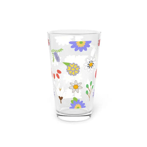 Floral Pattern Pint Glass 16oz - Beer Glasses