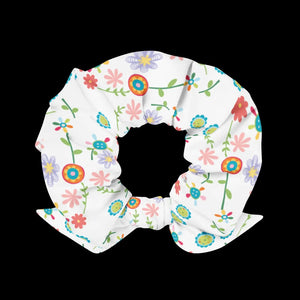 Floral Recycled Scrunchie - one Size Eco Hair Tie - Dipaliz - Ponytail Holders