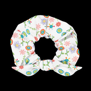 Floral Recycled Scrunchie - one Size Eco Hair Tie - Dipaliz - Ponytail Holders