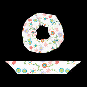 Floral Recycled Scrunchie - one Size Eco Hair Tie - Dipaliz - Ponytail Holders