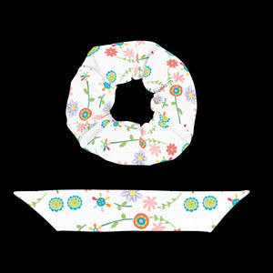 Floral Recycled Scrunchie - one Size Eco Hair Tie - Dipaliz - Ponytail Holders