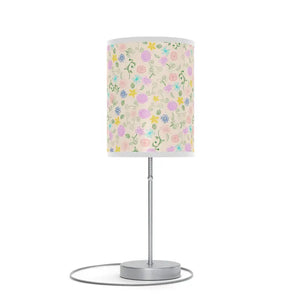 Floral Print Lamp on a Stand Us|ca Plug - White / Silver / one Size - Lamps