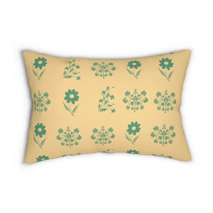 Spun Polyester Lumbar Pillow - Yellow Floral Print - Dipaliz - 20’’ × 14’’ - Pillows