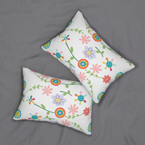 Spun Polyester Lumbar Pillow - Simple Flowers Design - Dipaliz - 20’’ × 14’’ - Pillows