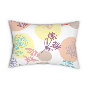 Floral Polyester Lumbar Pillow with Stuffing Included - Dipaliz - 20’’ × 14’’ - Pillows