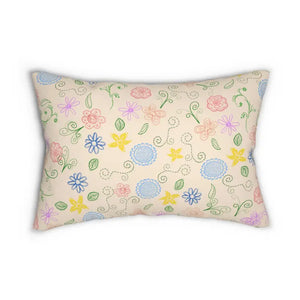 Lumbar Pillow Spun Polyester Delicate Floral Home Decor - Dipaliz - 20’’ × 14’’ - Pillows