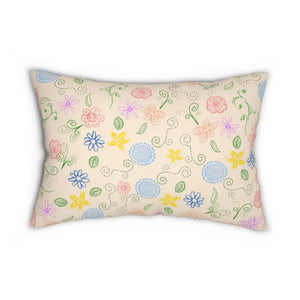 Lumbar Pillow Spun Polyester Delicate Floral Home Decor - Dipaliz - 20’’ × 14’’ - Pillows