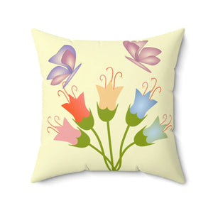 DipaliZ Flower Bunch throw pillow, multicoloured blooms and butterflies