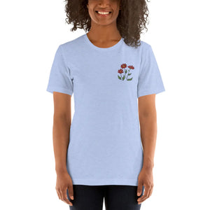 Soft Unisex t Shirt - Flower Embroidered Cotton - Dipaliz - T-shirts - m