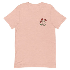Soft Unisex t Shirt - Flower Embroidered Cotton - Dipaliz - T-shirts - m