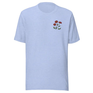Soft Unisex t Shirt - Flower Embroidered Cotton - Dipaliz - T-shirts - m