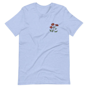 Soft Unisex t Shirt - Flower Embroidered Cotton - Dipaliz - T-shirts - m