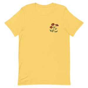 Soft Unisex t Shirt - Flower Embroidered Cotton - Dipaliz - T-shirts - m