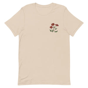 Soft Unisex t Shirt - Flower Embroidered Cotton - Dipaliz - T-shirts - m