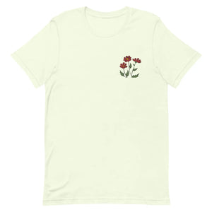 Soft Unisex t Shirt - Flower Embroidered Cotton - Dipaliz - T-shirts - m