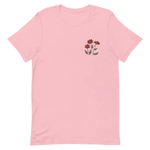 Soft Unisex t Shirt - Flower Embroidered Cotton - Dipaliz - T-shirts - m