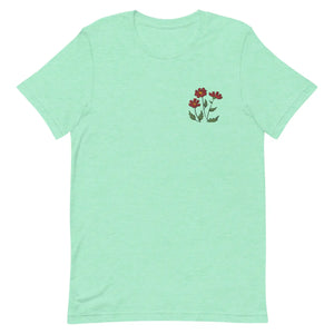 Soft Unisex t Shirt - Flower Embroidered Cotton - Dipaliz - T-shirts - m