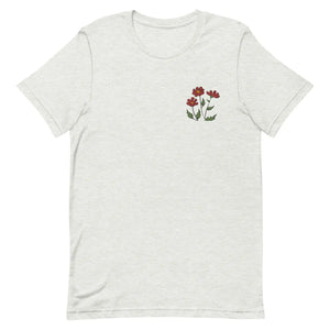Soft Unisex t Shirt - Flower Embroidered Cotton - Dipaliz - T-shirts - m