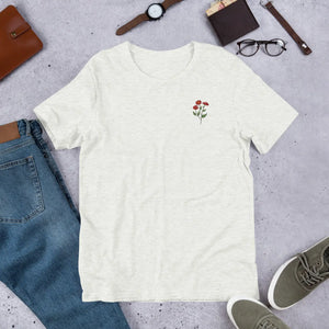 Soft Unisex t Shirt - Flower Embroidered Cotton - Dipaliz - T-shirts - m
