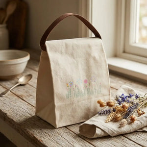 Dipaliz flower fields lunch bag canvas eco friendly - bags