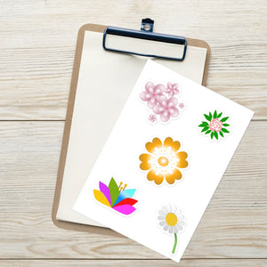 Vibrant Flower Sticker Sheet - Glossy Tech Decals - Dipaliz - Decorative Stickers