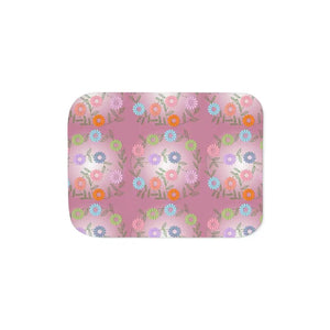 Floral Sherpa Blanket — Pink Flower Print Beige or Grey Cozy Plush Throw - 30’’ × 40’’ / Home Decor