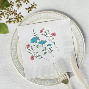 DipaliZ white coined napkins printed with an open rose design