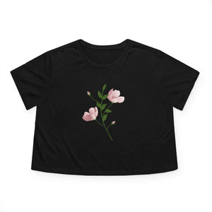 Flowy Cropped Tee - Pink Flower Polyester Style - Dipaliz - T-shirts - s