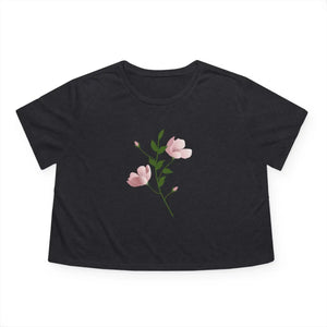 Flowy Cropped Tee - Pink Flower Polyester Style - Dipaliz - T-shirts - s