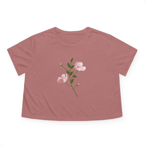 Flowy Cropped Tee - Pink Flower Polyester Style - Dipaliz - T-shirts - s