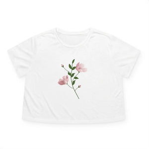 Flowy Cropped Tee - Pink Flower Polyester Style - Dipaliz - T-shirts - s