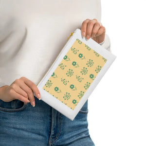 Yellow Cosmetic Bag - Floral Cotton Canvas Chic Style - Dipaliz - White / one Size - & Toiletry Bags