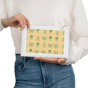 Yellow Cosmetic Bag - Floral Cotton Canvas Chic Style - Dipaliz - White / one Size - & Toiletry Bags