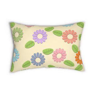 Floral Polyester Lumbar Pillow - Stuffed Spun - Dipaliz - 20’’ × 14’’ - Pillows