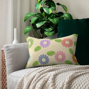 Floral Polyester Lumbar Pillow - Stuffed Spun - Dipaliz - 20’’ × 14’’ - Pillows