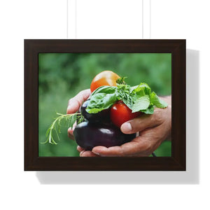 Fresh Organic Vegetables Framed Horizontal Poster - Dipaliz - 14″ x 11″ / Walnut - Posters Prints & Visual Artwork
